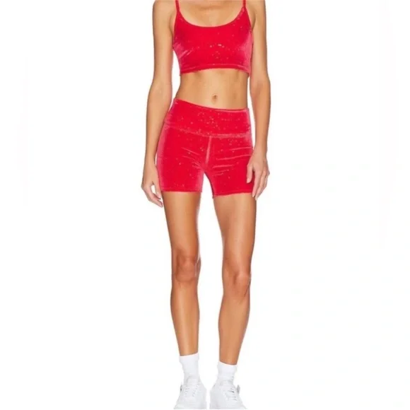 Beach Riot Red Velvet top shorts set L